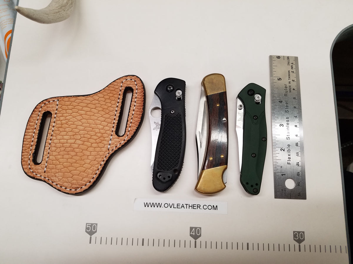 Beaver Tail Skin Large Knife Sheath O V leather