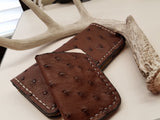 Ostrich Skin Chocolate color long wallet