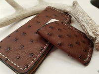 Ostrich Skin Chocolate color long wallet