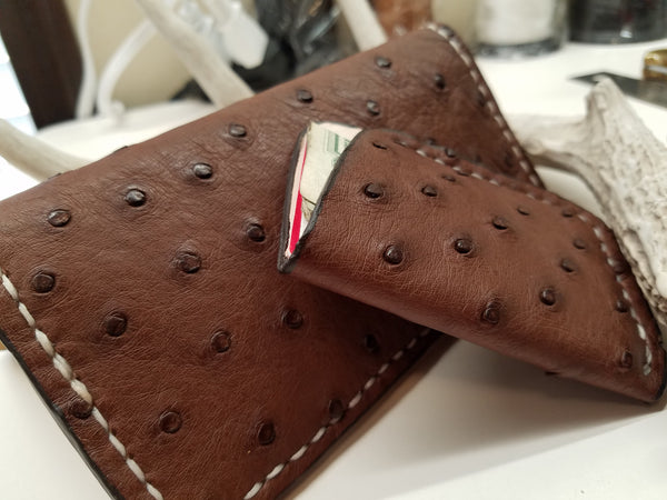 Ostrich Skin Chocolate color long wallet