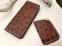 Ostrich Skin Chocolate color long wallet