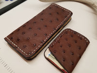 Ostrich Skin Chocolate color long wallet