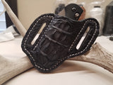 Caiman Hornback Skin knife sheath Large Black