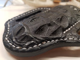 Caiman Hornback Skin knife sheath Large Black
