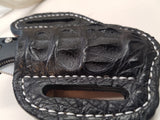 Caiman Hornback Skin knife sheath Large Black