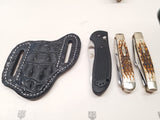 Caiman Hornback Skin knife sheath Large Black