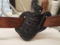 Caiman Hornback Skin knife sheath Large Black