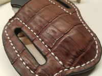 Alligator Belly Skin Large knife Sheath Burgundy Color