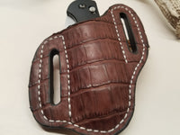 Alligator Belly Skin Large knife Sheath Burgundy Color