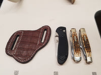 Alligator Belly Skin Large knife Sheath Burgundy Color