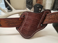 Alligator Belly Skin Large knife Sheath Burgundy Color