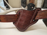 Alligator Belly Skin Large knife Sheath Burgundy Color