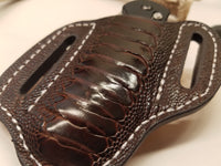 Ostrich Leg skin Large Knife Sheath Chocolate color