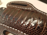 Ostrich Leg skin Large Knife Sheath Chocolate color