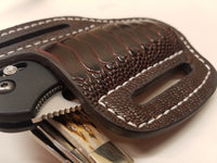 Ostrich Leg skin Large Knife Sheath Chocolate color