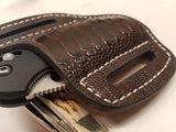 Ostrich Leg skin Large Knife Sheath Chocolate color