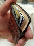 Caiman Skin Brown Minimalist Front Pocket Wallet