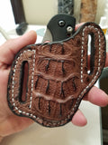 Caiman Hornback Skin Large Knife sheath Light Brown