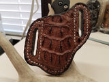 Caiman Hornback Skin Large Knife sheath Light Brown