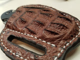 Caiman Hornback Skin Large Knife sheath Light Brown