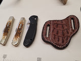 Caiman Hornback Skin Large Knife sheath Light Brown
