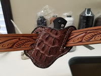 Caiman Hornback Skin Large Knife sheath Light Brown