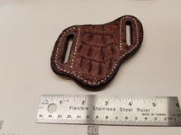 Caiman Hornback Skin Large Knife sheath Light Brown
