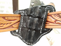 Caiman Tail Skin Small Sheath Black Color
