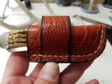 Ostrich Leg Skin Case trapper knife Cognac Color