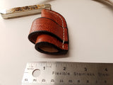 Ostrich Leg Skin Case trapper knife Cognac Color