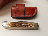 Ostrich Leg Skin Case trapper knife Cognac Color