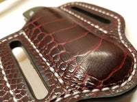 Ostrich Leg skin Small Knife Sheath Wine Color