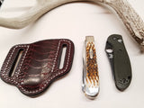 Ostrich Leg skin Small Knife Sheath Wine Color