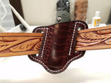 Ostrich Leg skin Small Knife Sheath Wine Color