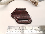 Ostrich Leg skin Small Knife Sheath Wine Color