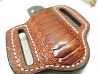 Ostrich Leg skin Small Knife Sheath Cognac color