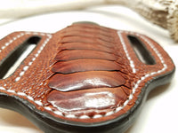Ostrich Leg skin Small Knife Sheath Cognac color