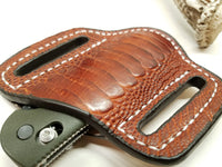Ostrich Leg skin Small Knife Sheath Cognac color
