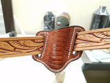 Ostrich Leg skin Small Knife Sheath Cognac color