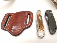 Ostrich Leg skin Small Knife Sheath Cognac color
