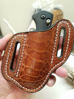 Ostrich Leg skin Large Knife Sheath Cognac color