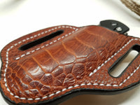 Ostrich Leg skin Large Knife Sheath Cognac color