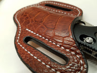 Ostrich Leg skin Large Knife Sheath Cognac color