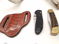 Ostrich Leg skin Large Knife Sheath Cognac color
