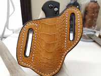 Ostrich Leg skin Large Knife Sheath Sand color