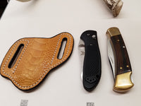 Ostrich Leg skin Large Knife Sheath Sand color