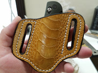 Ostrich Leg skin Small Knife Sheath Sand Color