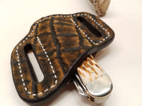 Elephant skin small sheath antique saddle color