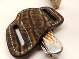 Elephant skin small sheath antique saddle color