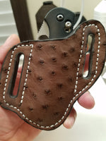 Ostrich Skin Large Sheath-Chocolate